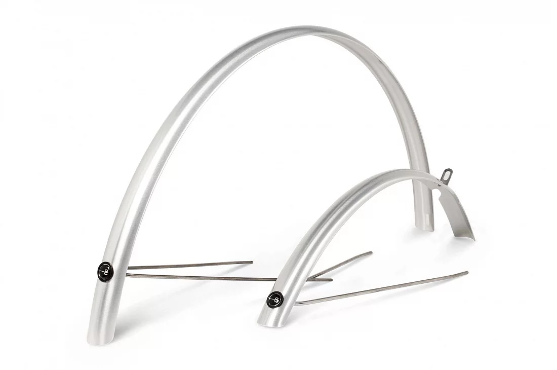 Schindelhauer Mudguards Ludwig VIII, XI, Lotte, silver 35mm (version 7) Scotch Brite Polished